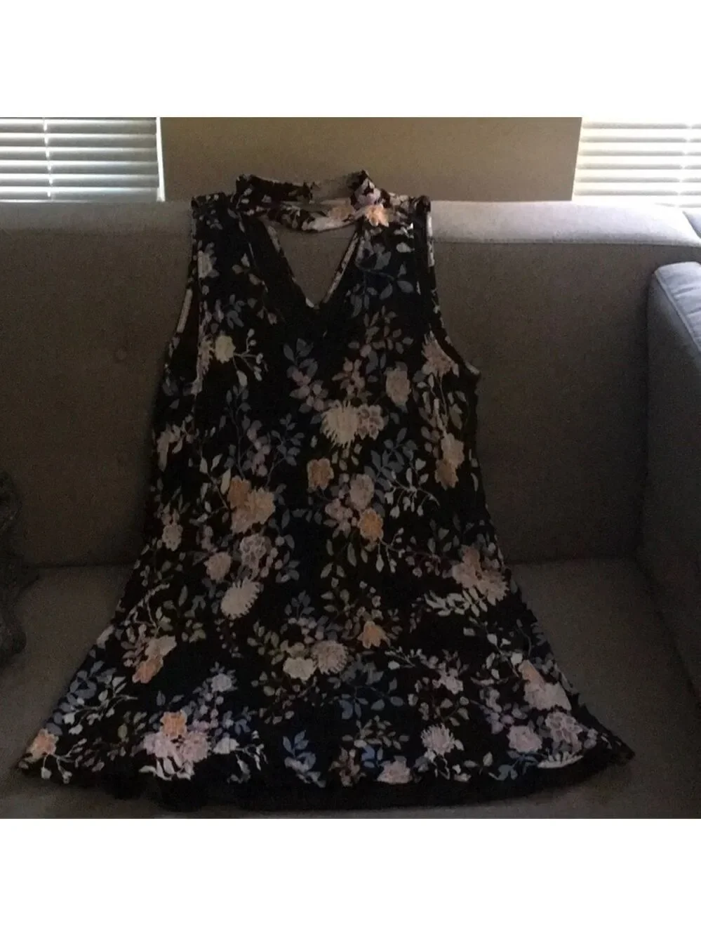Peach Love California floral dress cut out lined 100% rayon size medium